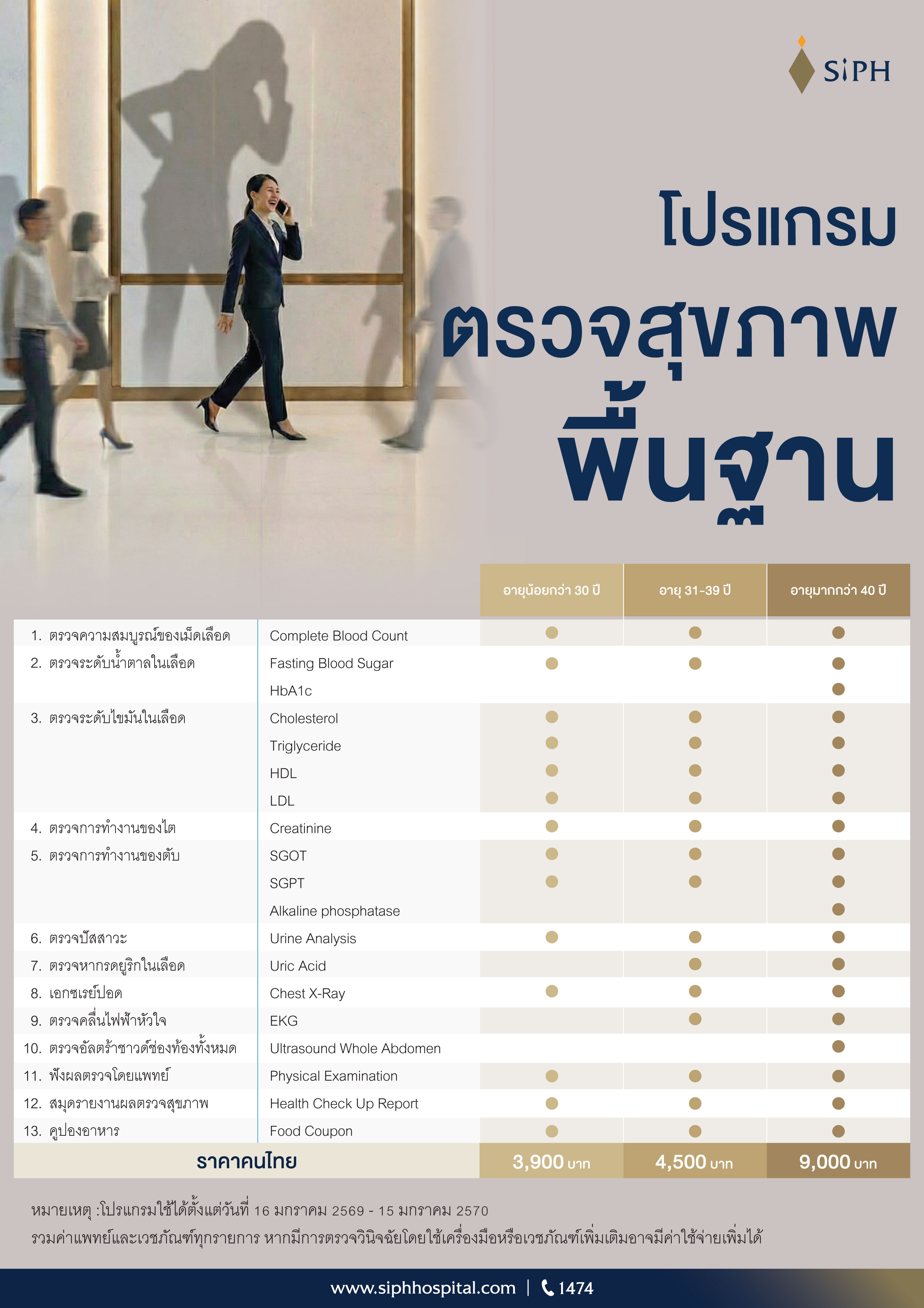 โปรแกรมตรวจสุขภาพพื้นฐาน