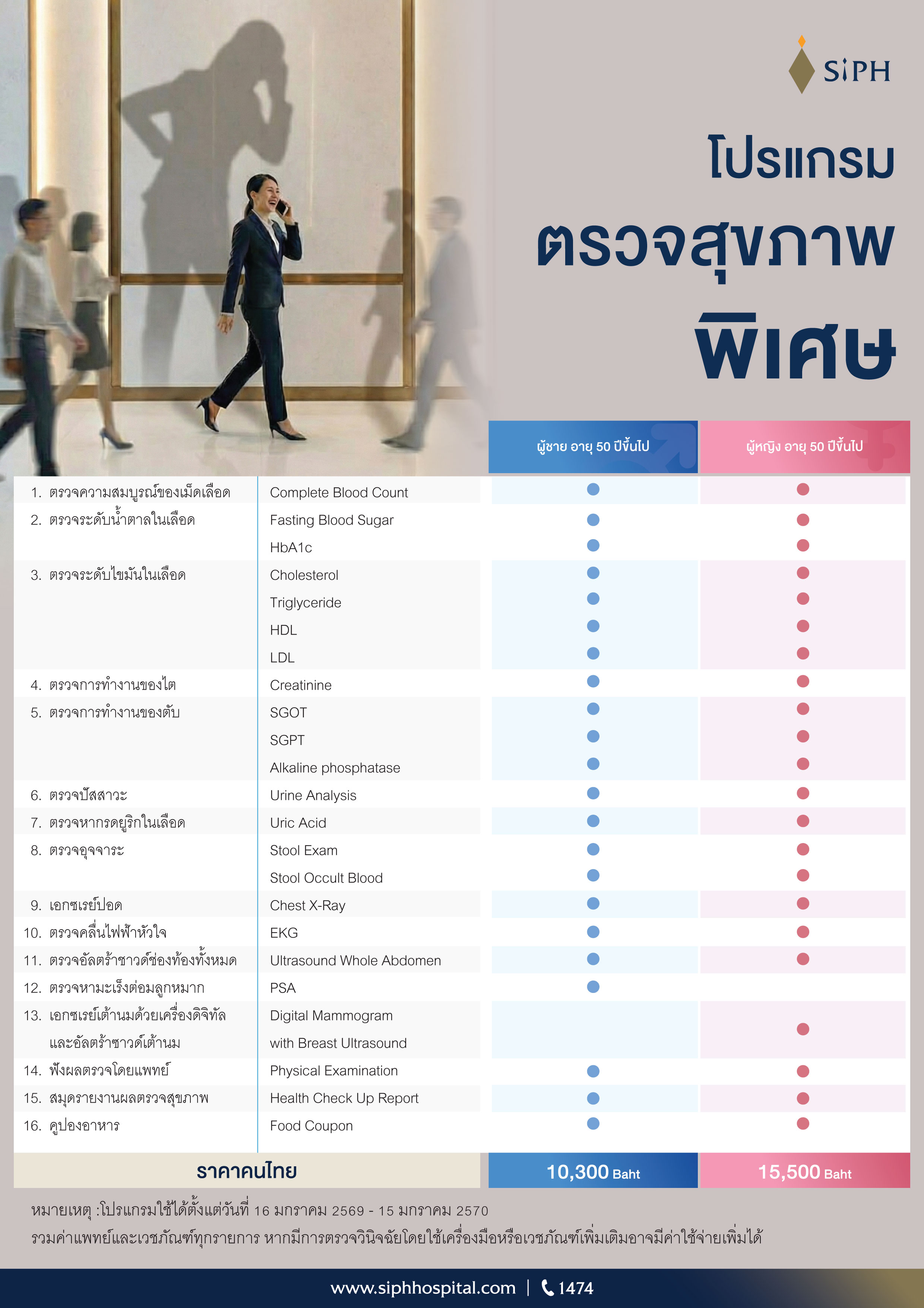 โปรแกรมตรวจสุขภาพพิเศษ