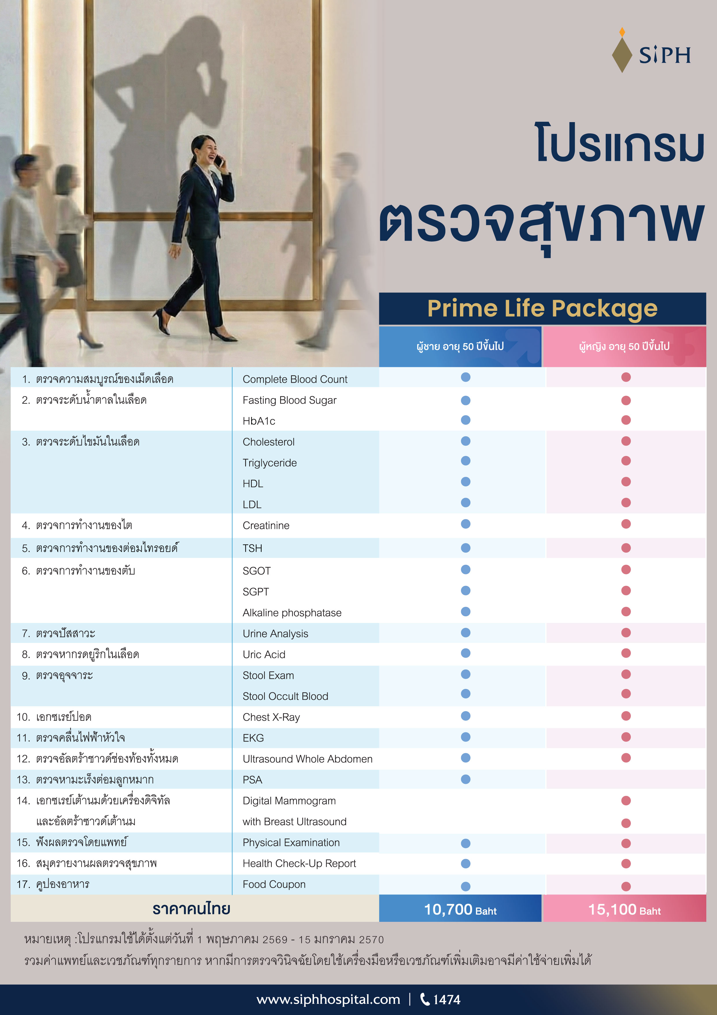 โปรแกรมตรวจสุขภาพพิเศษ
